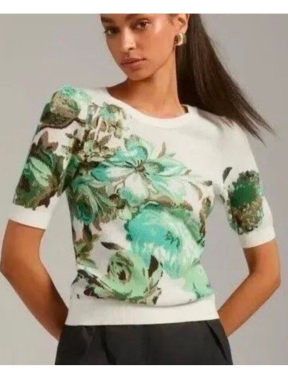 NWOT Anthropologie Maeve Harmon Floral Jacquard Sweater